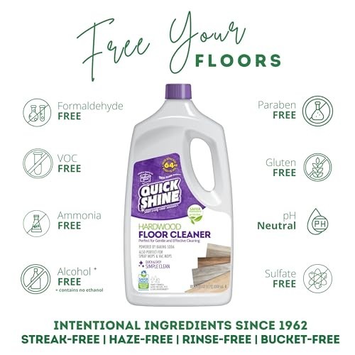 Hardwood Floor Cleaner 64oz 4Pk | Streak-Free, No Rinse | Removes Dirt & Scuffs
