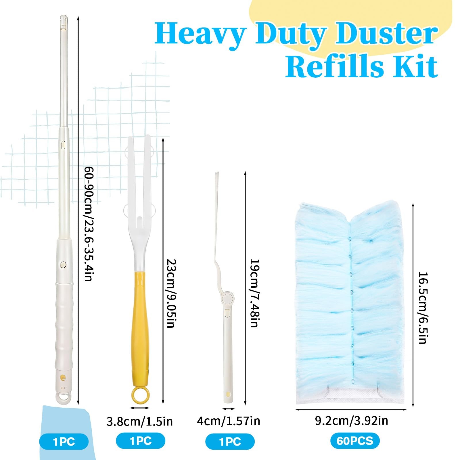 60 Pcs 360° Electrostatic Duster Refills, Heavy Duty Disposable Duster Refill…