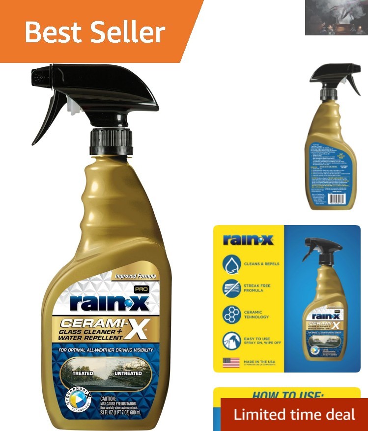 Advanced Cerami-X Water Repellent Glass Cleaner 23oz – Maximum Clarity & Ease
