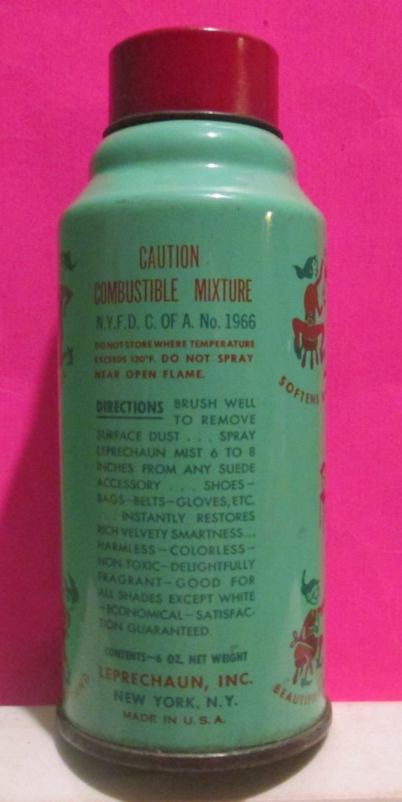 LEPRECHAUN MIST THE Original AEROSO Spray Can SUEDE RESTORER 6 OZ VTG OLD WORKS