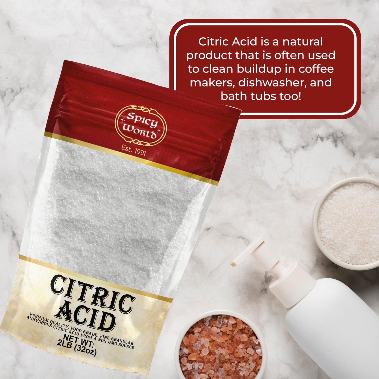 Citric Acid Powder Pure Food Grade Granular Cleaning Bath Bombs Cleaner 2 Lb