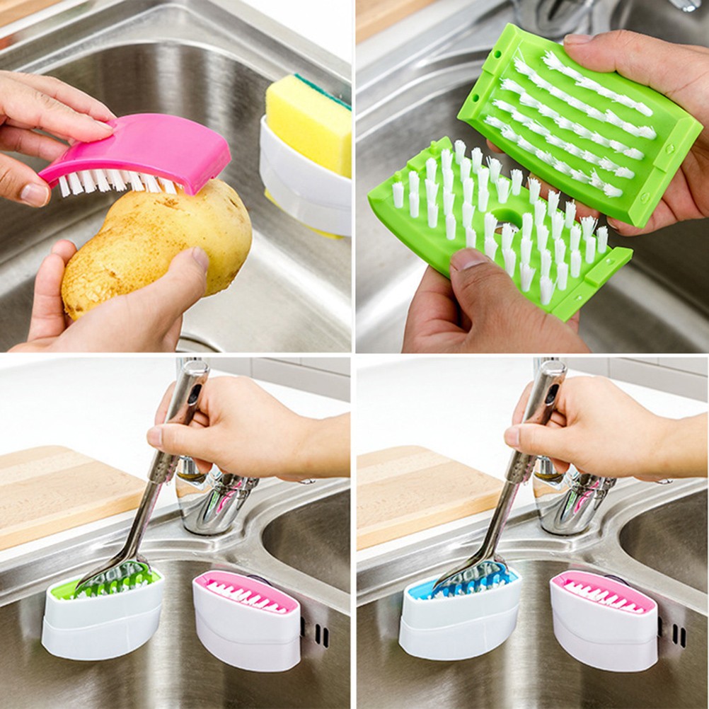3 Pcs Utensil Cleaner Suction Cup Washing Brush Chopsticks for Dishes