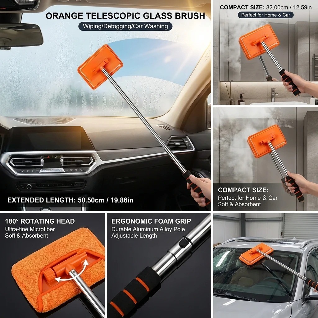 Windshield Cleaning Tool Kit & Car Window Glass Wiper Cleaner Brush Extendable