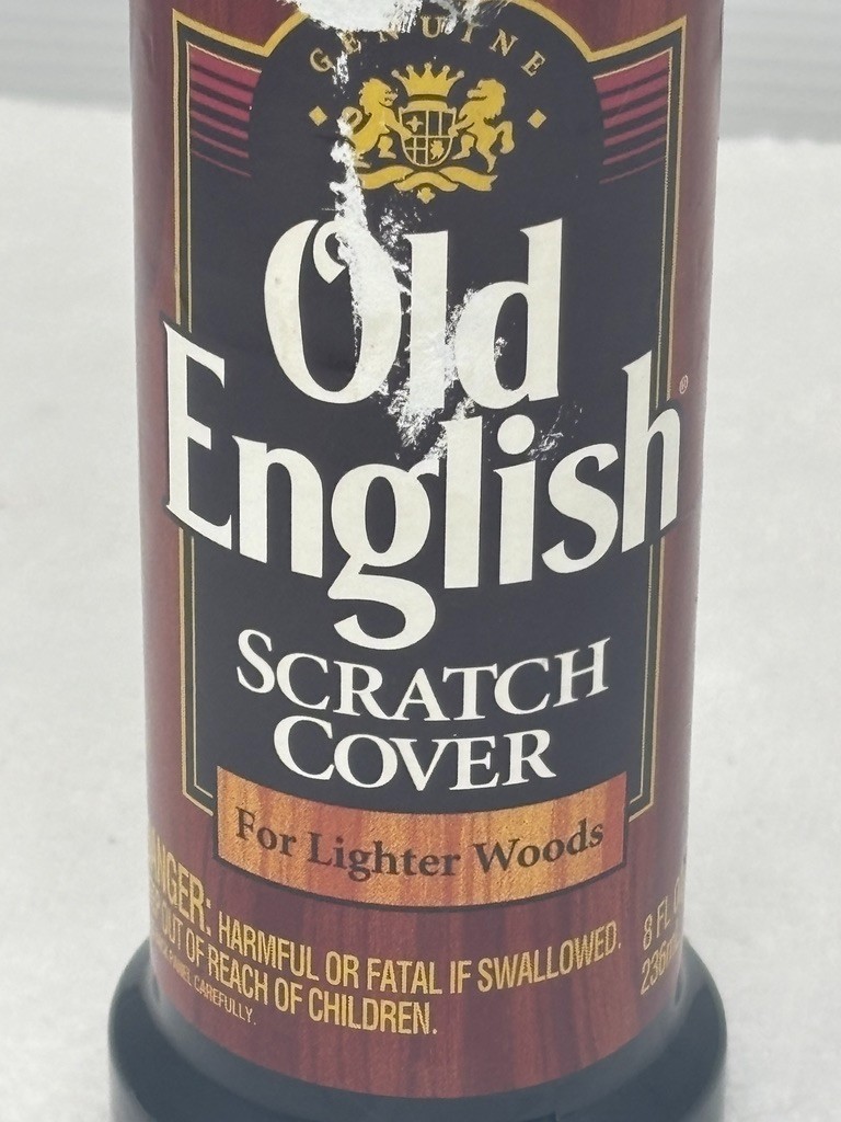 Vtg Genuine Old English Furniture Polish Scratch Cover 80% full – Lighter Wood