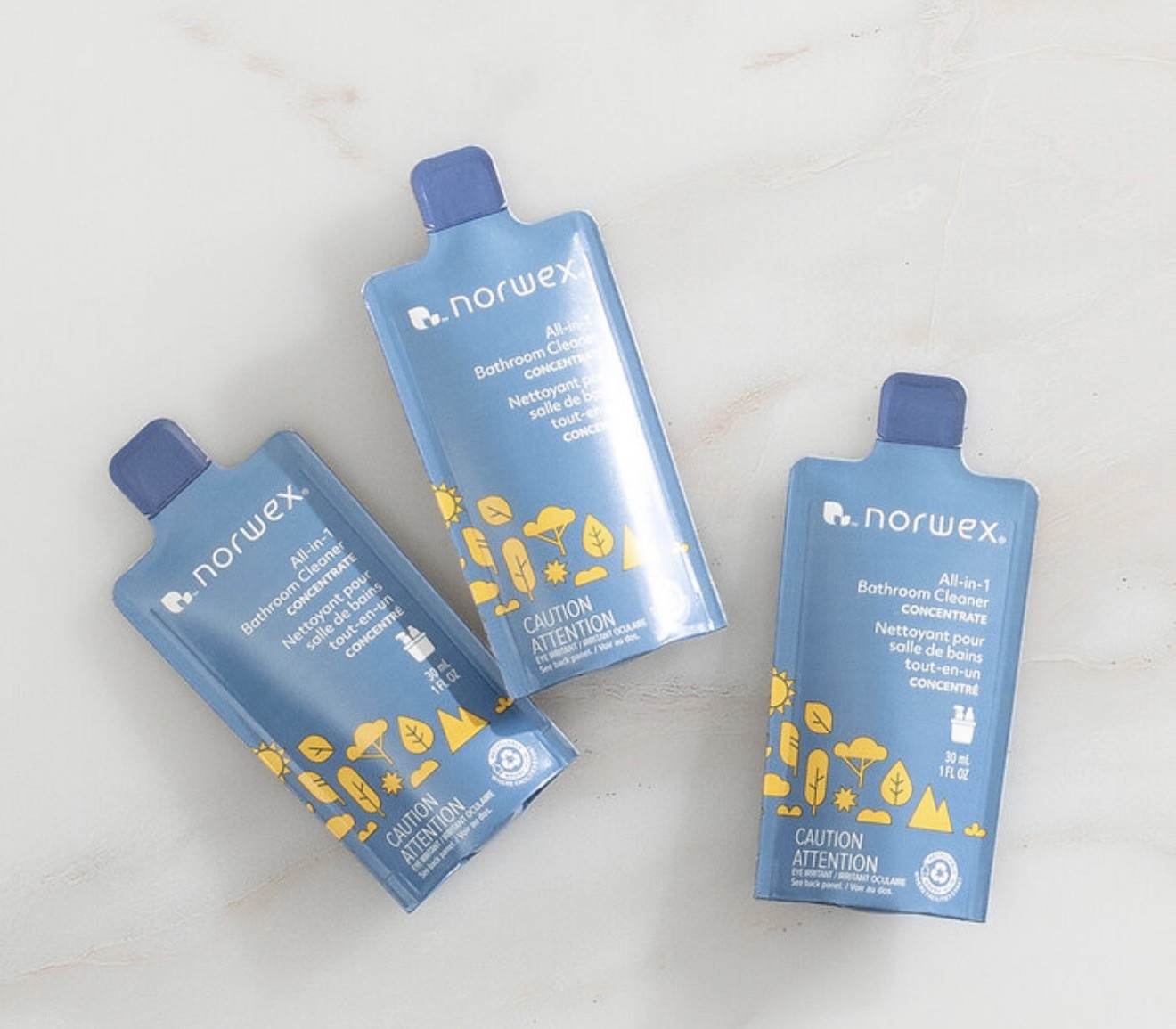NIB Norwex All-in-1 Bathroom Cleaner Concentrate Box of 3 x 1 oz Packets Bath