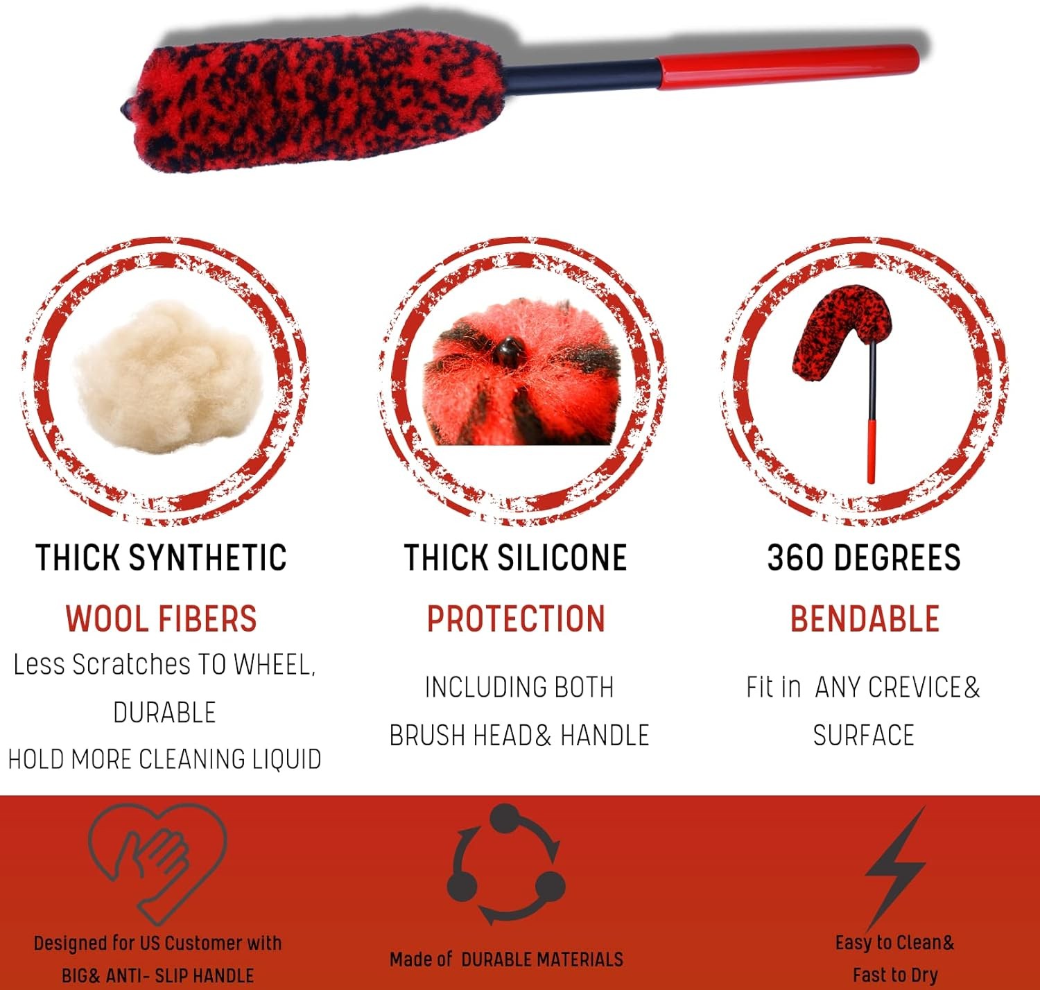 Car Wheel Rim Tire Cleaning Brush Set 4PCS Scratch Free Woolies Detailing Kit