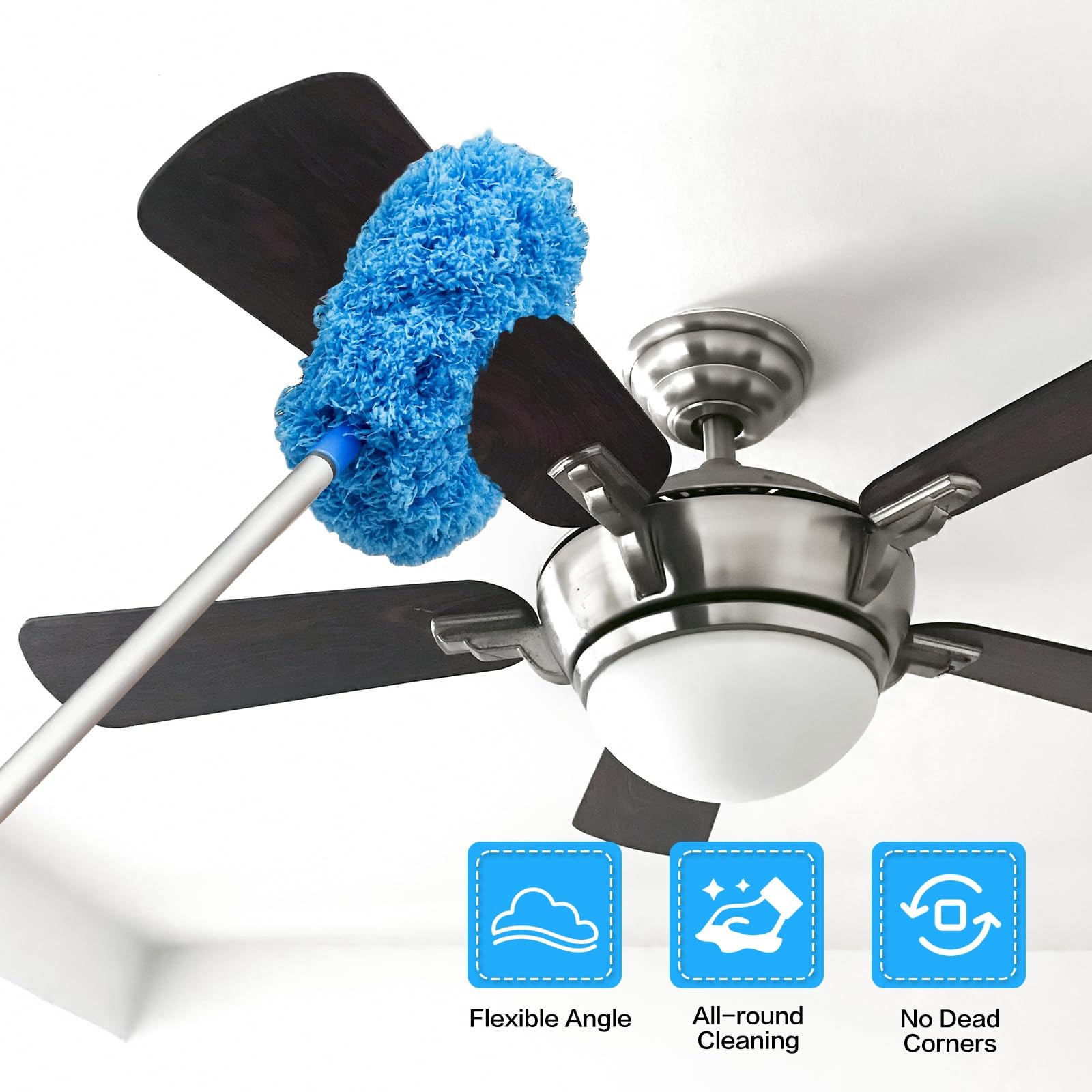 Ceiling Fan Cleaner Duster Reusable Microfiber Blade Removable with Extension