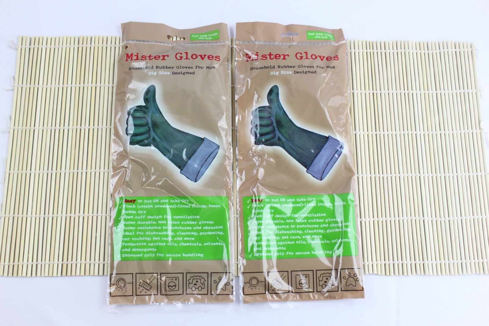 2pairs Mister Gloves NonLatex Big XXL Equivalent Rubber Gloves for Mr.Men Clean