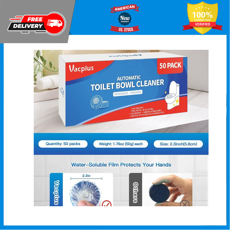 Vacplus Automatic Toilet Bowl Cleaner Tablets, 50Pack, VAT165