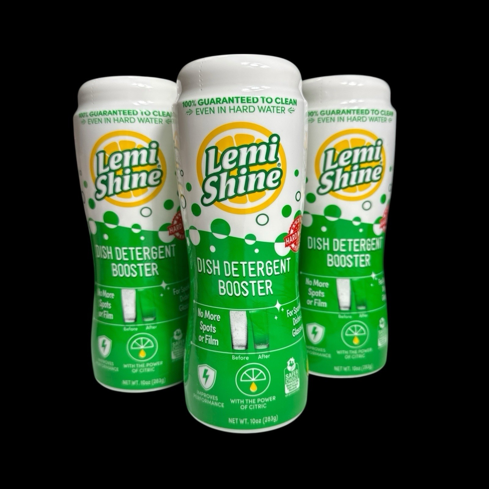 Lemi Shine Dish Detergent Booster, Hard Water Stain 10 Ounce (Pack of 3) Sealed