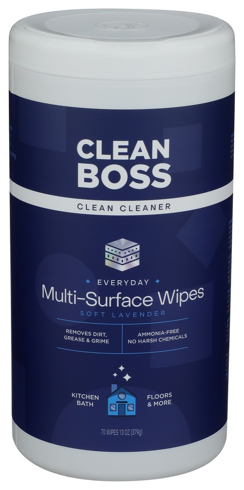 Clean Boss Wipes Multi-Surface EveryDay 70 EA (Pack of 8)