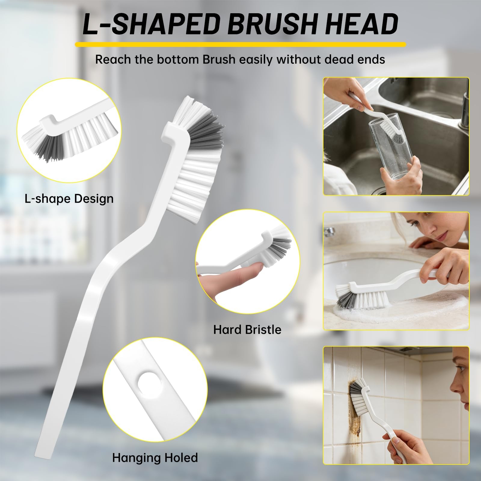12Pcs Crevice Cleaning Brush Set, Hard Bristle Small Cleaning Brushes for Hou…
