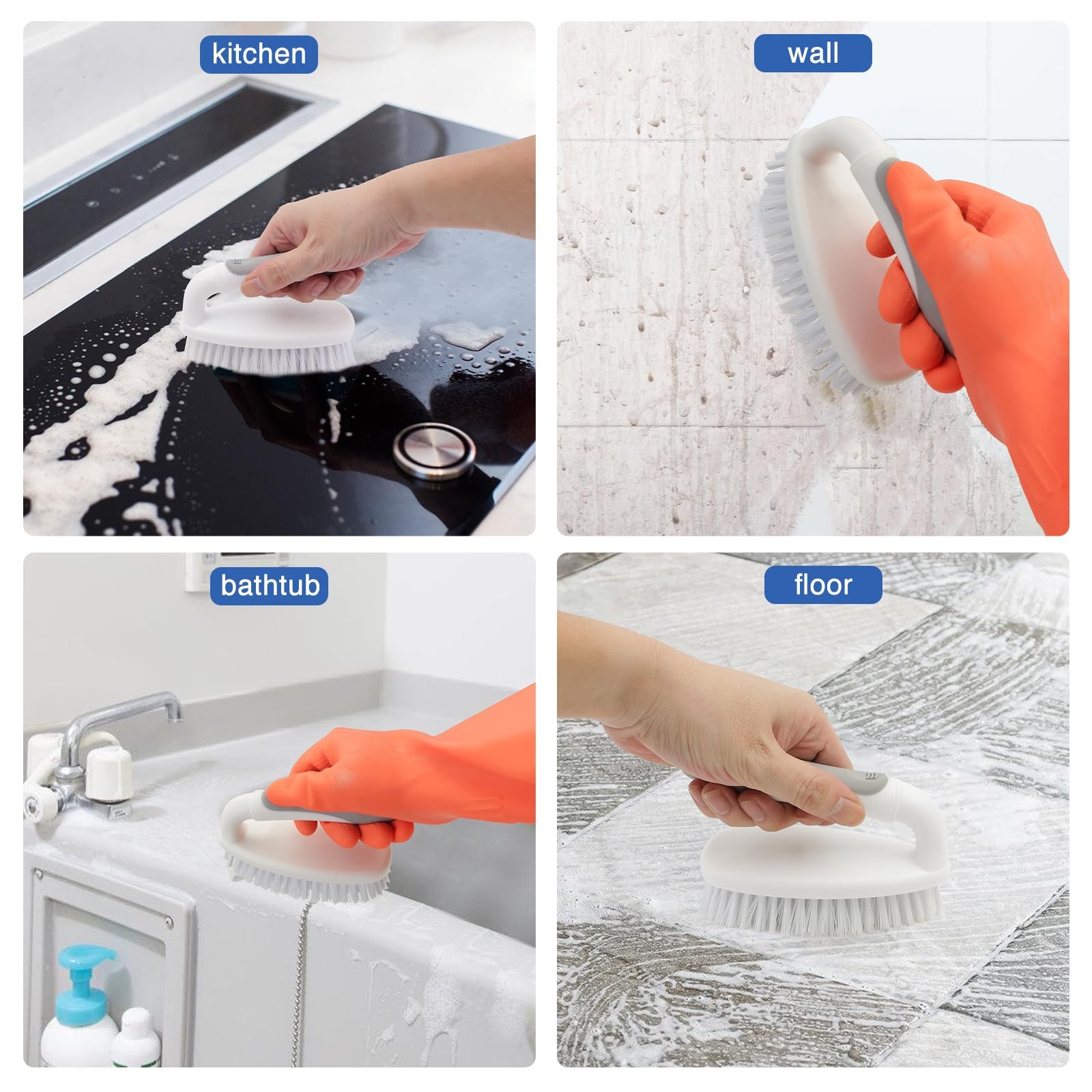 Scrub Brushes for Cleaning Bathtub Scrubber Heavy Duty Scrub Brush with Handl…