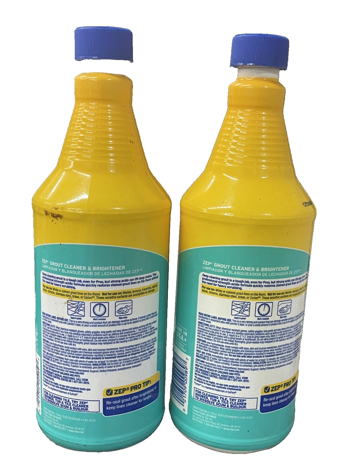 Zep Grout Cleaner & Brightener 32 oz (Lot of 2) Removes Stains Fast