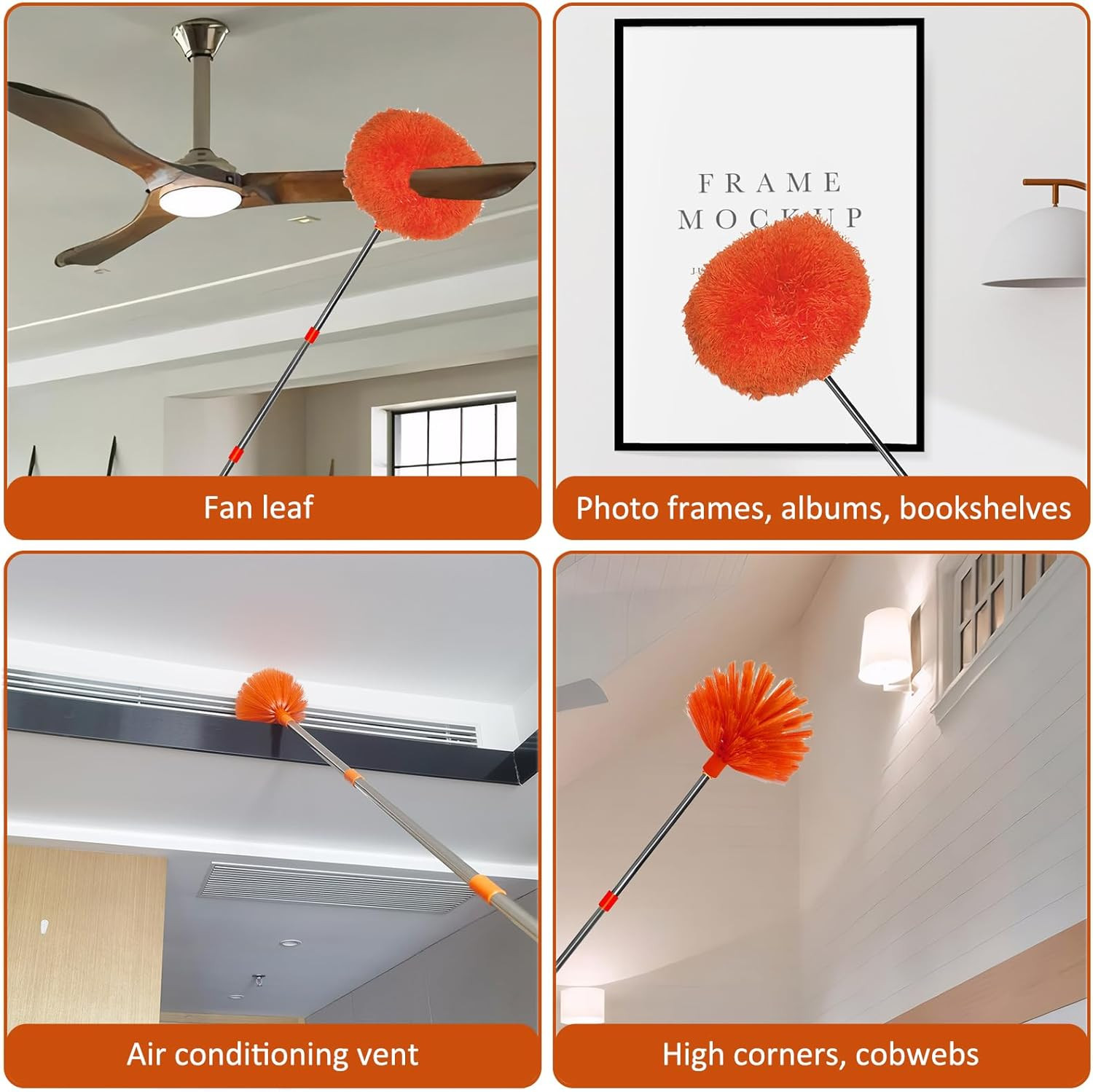 20ft High Reach Dusting Kit Extension Pole Cobweb Ceiling Fan Duster