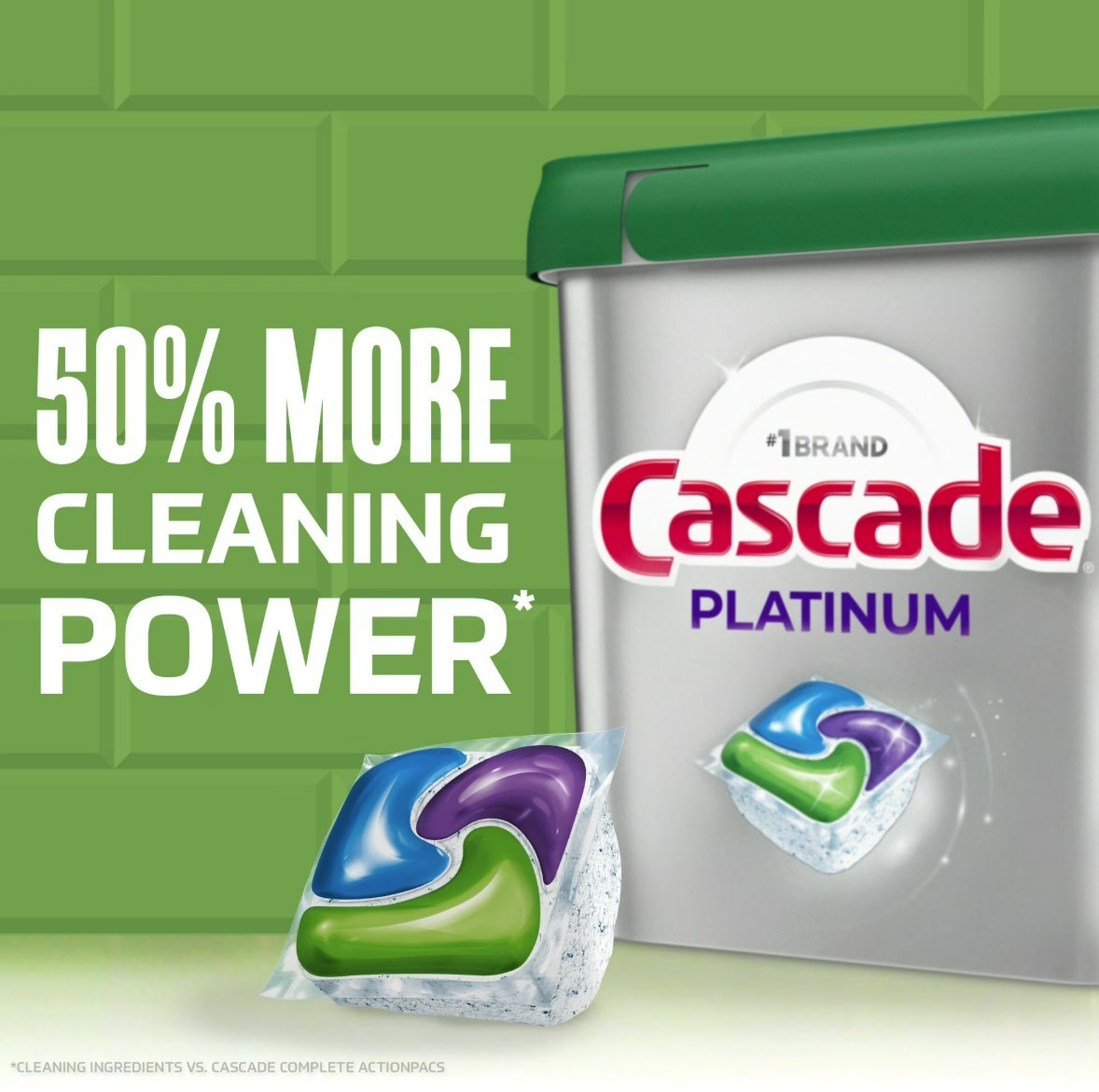 [FASH SALE]2 Pack Cascade Platinum Dishwasher Detergent Pods Lemon 59 Count Tabs