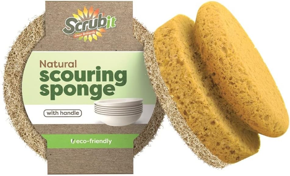 Natural Scouring Pads, Eco Friendly Scrubbing Sponges for Kitchen Cleaning and