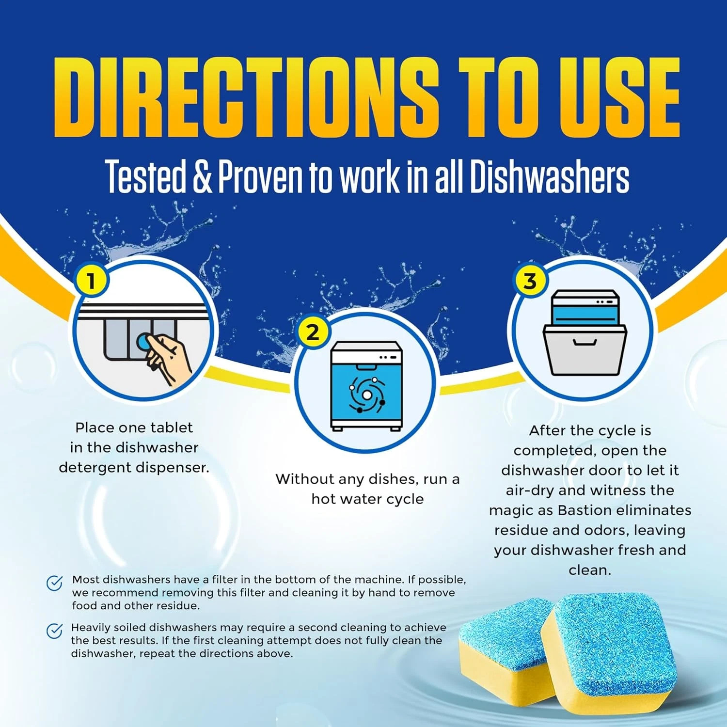 Dishwasher Cleaner Tablets – 24 Tablets (1-Year Supply) Lemon-Scented, Heavy Dut