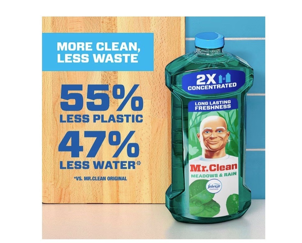 3 PACK Mr. Clean2X Concentrated Multi Surface Cleaner with Febreze Meadows &Rain