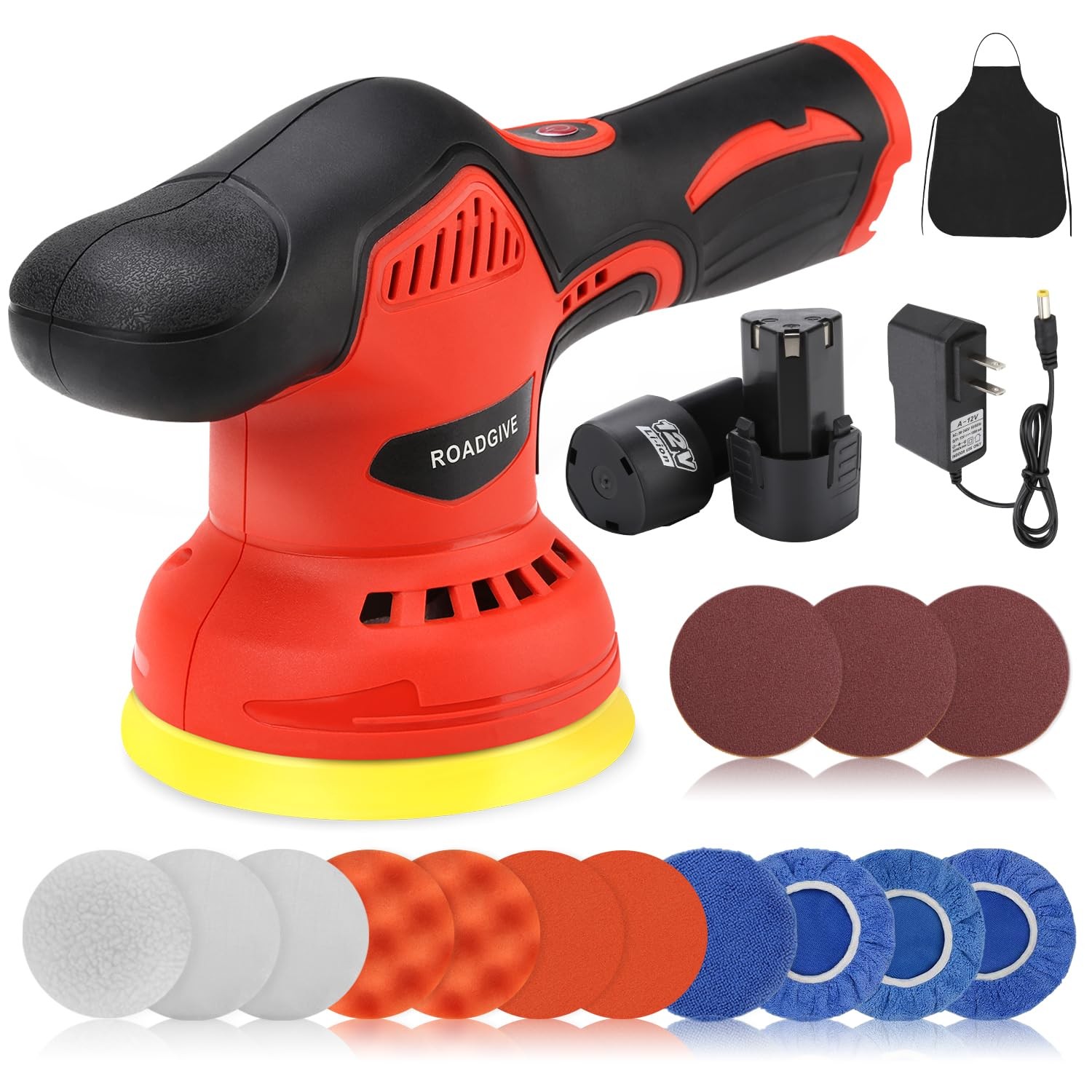 Cordless Car Buffer Polisher with 2PCS 2.0Ah Battery, (5 Inch/6 Inch) 8 Varia…