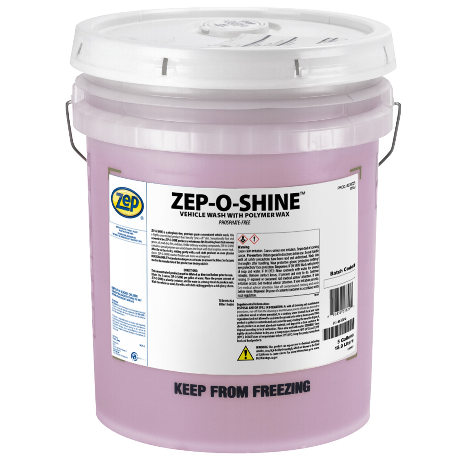 Zep-O-Shine Car Wash Concentrate – 5 Gallon (One Bucket) 38235