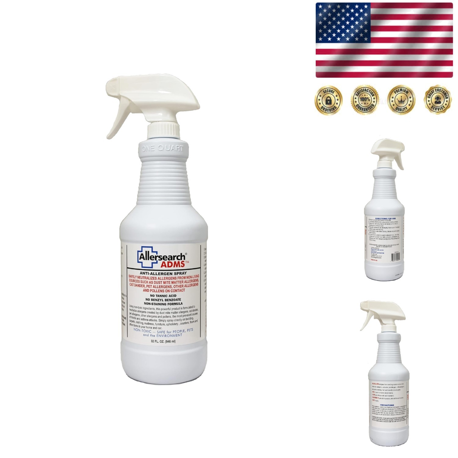 ADMS Anti-Allergen Spray 32 – Neutralizes Dust, Dander, and Pollen (600 sq ft)