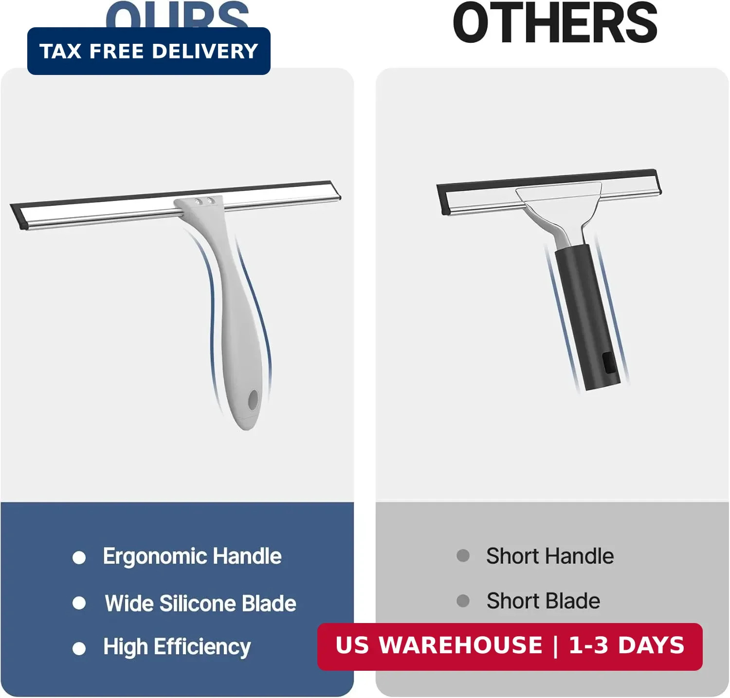 AmazerBath Squeegee for Shower Glass Doors – All-Purpose Squeegee with Hook for