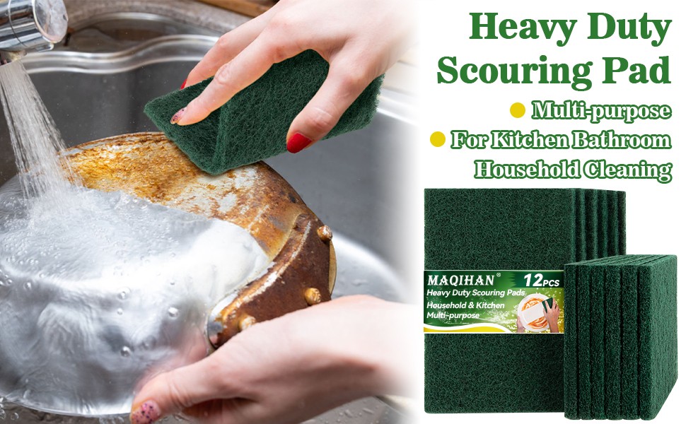 Heavy Duty Scouring Pad – 10PCS Scouring Pads for Heavy Duty Cleaning Scrubbing