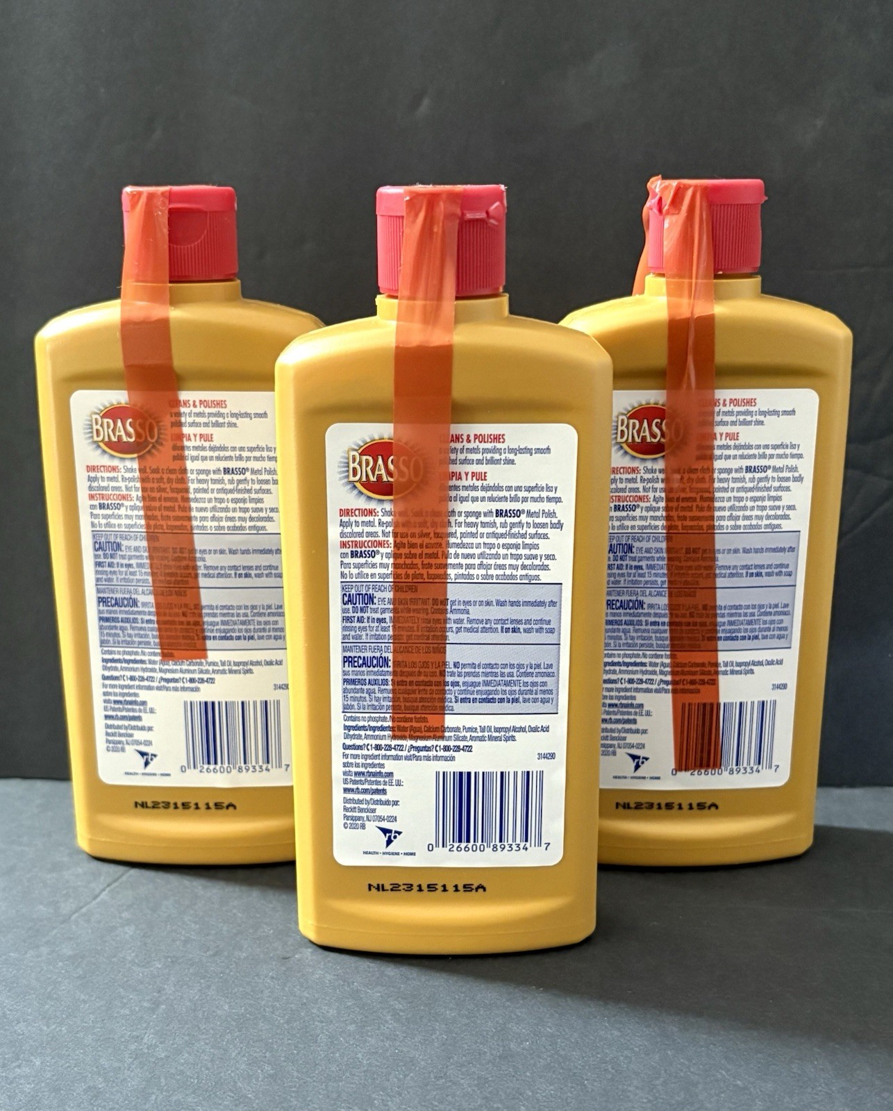 3-Pack Brasso Metal Polish All Purpose Cleaner Pewter Brass Copper Bronze 8oz EA