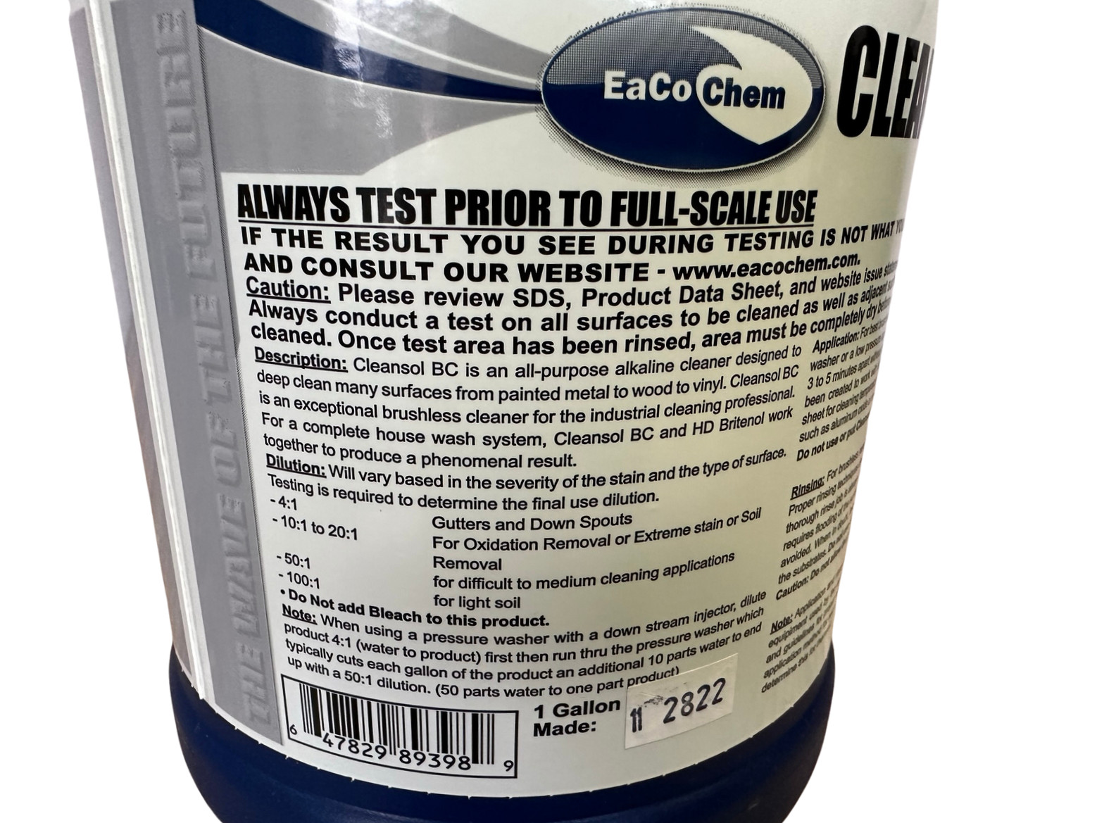 EaCo Chem Cleansol BC – 4 Gallon Case – Brushless Oxidation and Soil Remover
