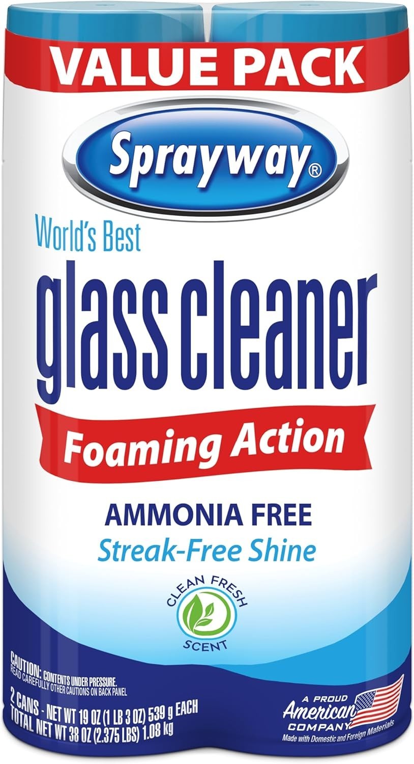 Sprayway Glass Cleaner Foaming Aerosol Spray, 19 oz. 2-Pack Free Shipping