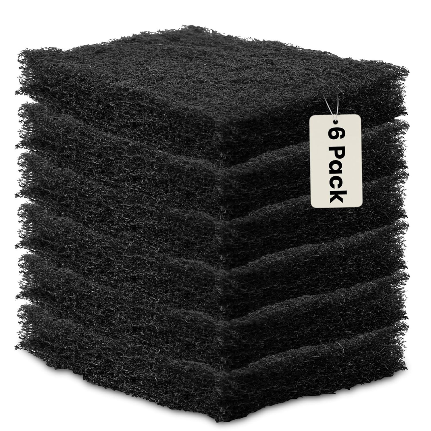 6-Pack Heavy Duty Scouring Pads, 6X4 Inch Thick Black Scrub Pads for Pots Pans,