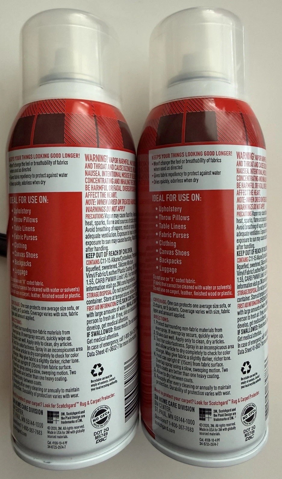 2pk Scotchgard Fabric Water Shield Clothing Water Repellent Spray 10oz.,