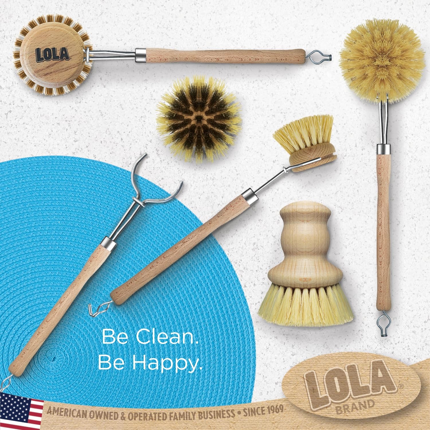 Sustainable Kitchen Cleaning Brush with Replaceable Head Made from Birch Wood