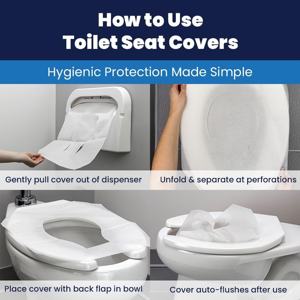 HOSPECO Discreet Seat Half-Fold Toilet Seat Covers, 14.25 X 16.5, White, 250/p