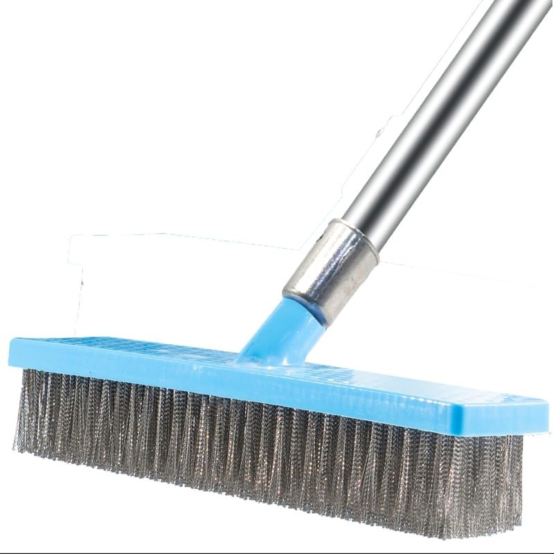 60” Heavy Duty Stainless Steel Deck Scrub Brush – Long Handle Floor Cleaner for