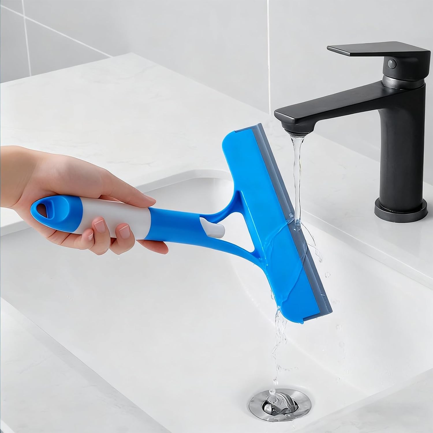 Spray Shower Squeegee for Glass Doors Window Cleaning Tile Silicone Blue