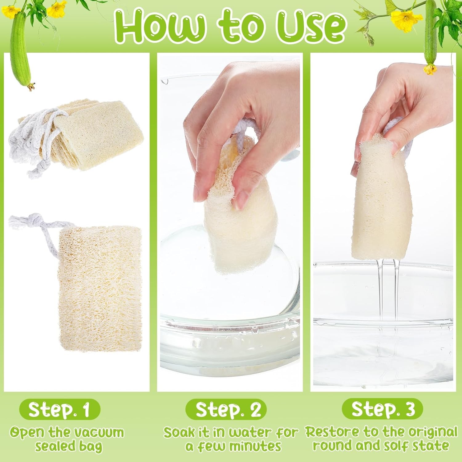 9 Pack 4”Natural Loofah Sponge Small Size Natural Organic Loofah for Kitchen