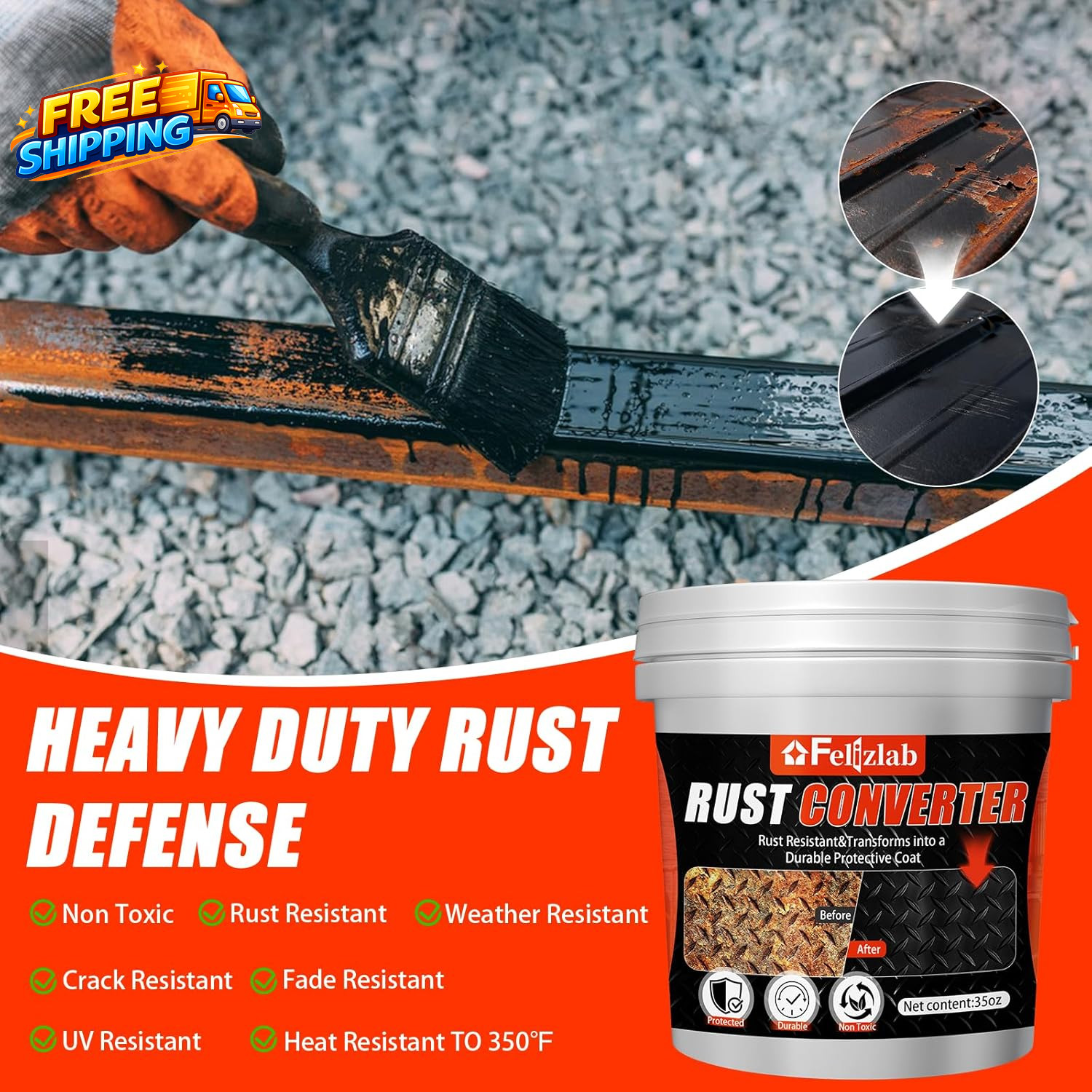 2 In 1 Rust Converter & Metal Primer 35 Floz Automotive Rust Remover Paint