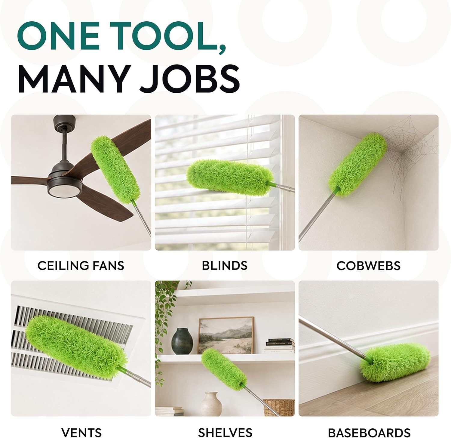 Lightweight 55-Inch Microfiber Duster with Washable Head – Eco-Friendly Cleaner