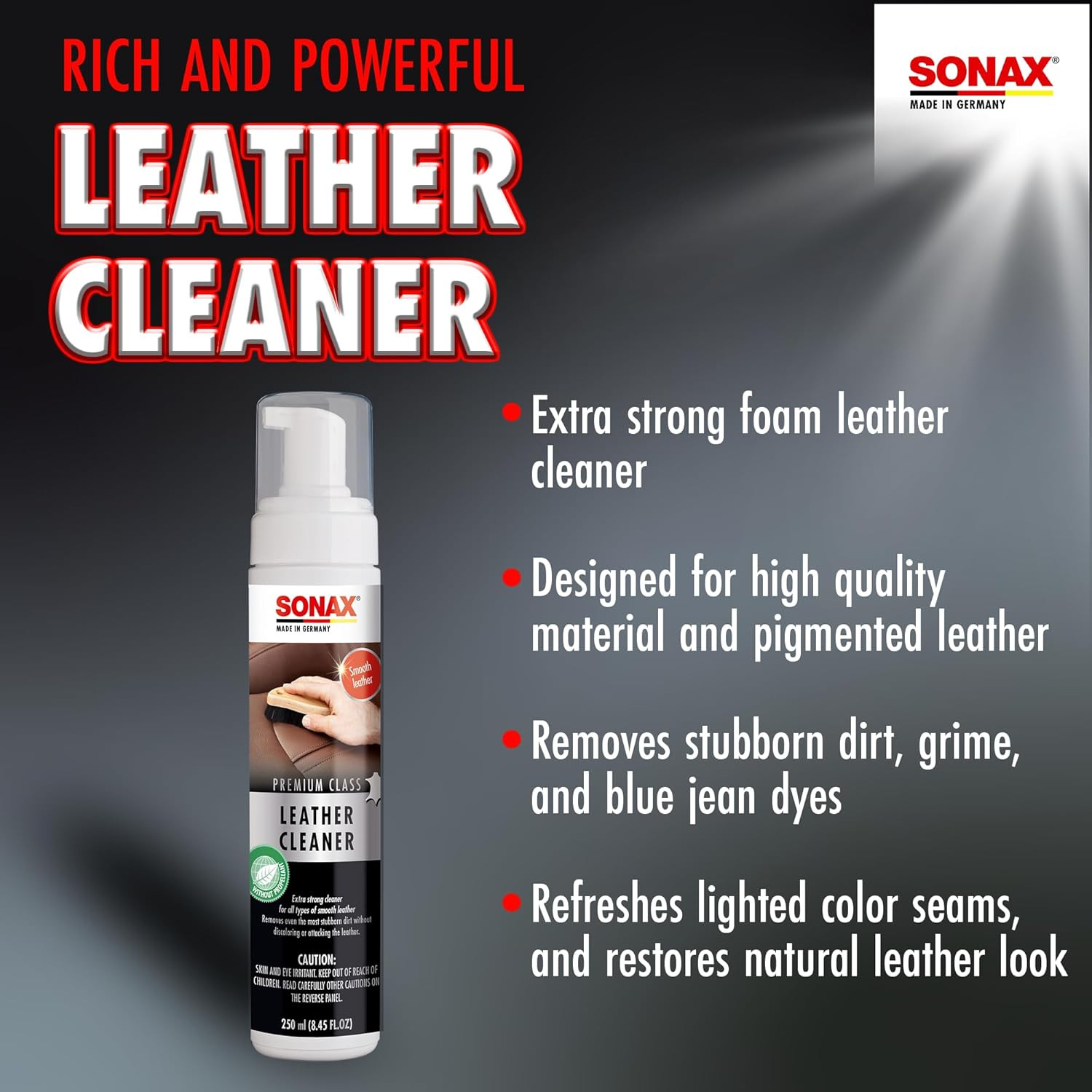 Premium Class Leather Cleaner | Powerful Foaming Formula for Deep Cleaning Smoot