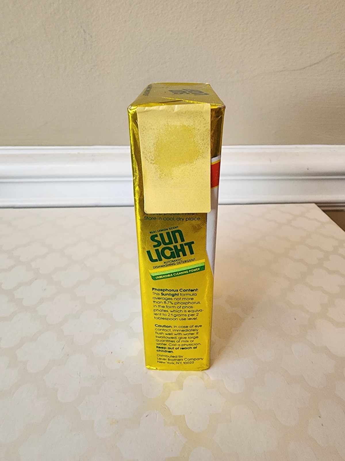 Vtg New Sun Light Dishwasher Detergent Soap 5.8oz Full Lemon Scent Prop