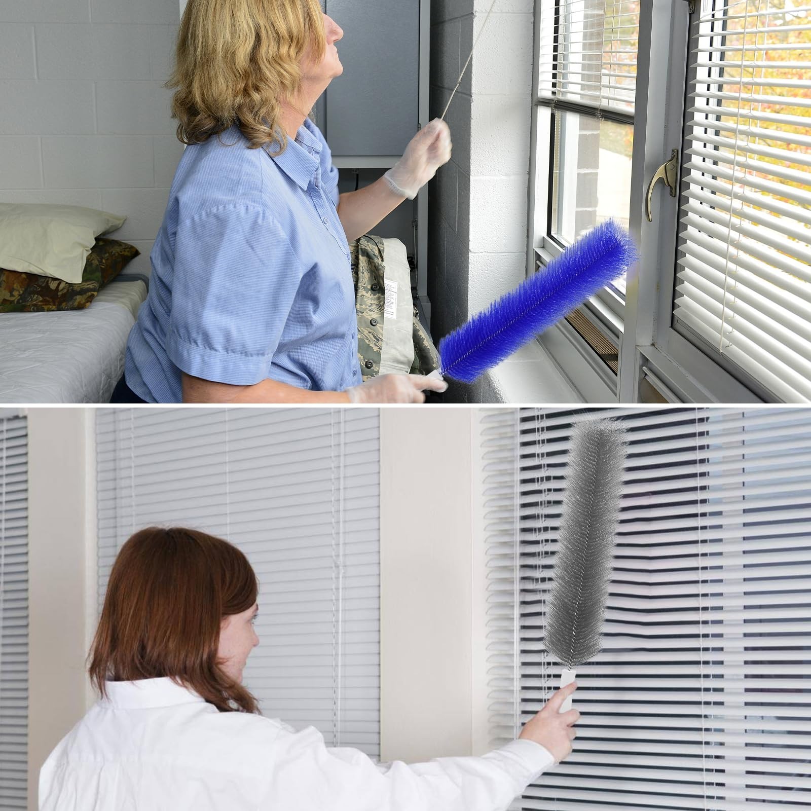 Flexible Cobweb Duster, 2Pc Fan Blade Brush,Remover For AC, Curtains, Gray