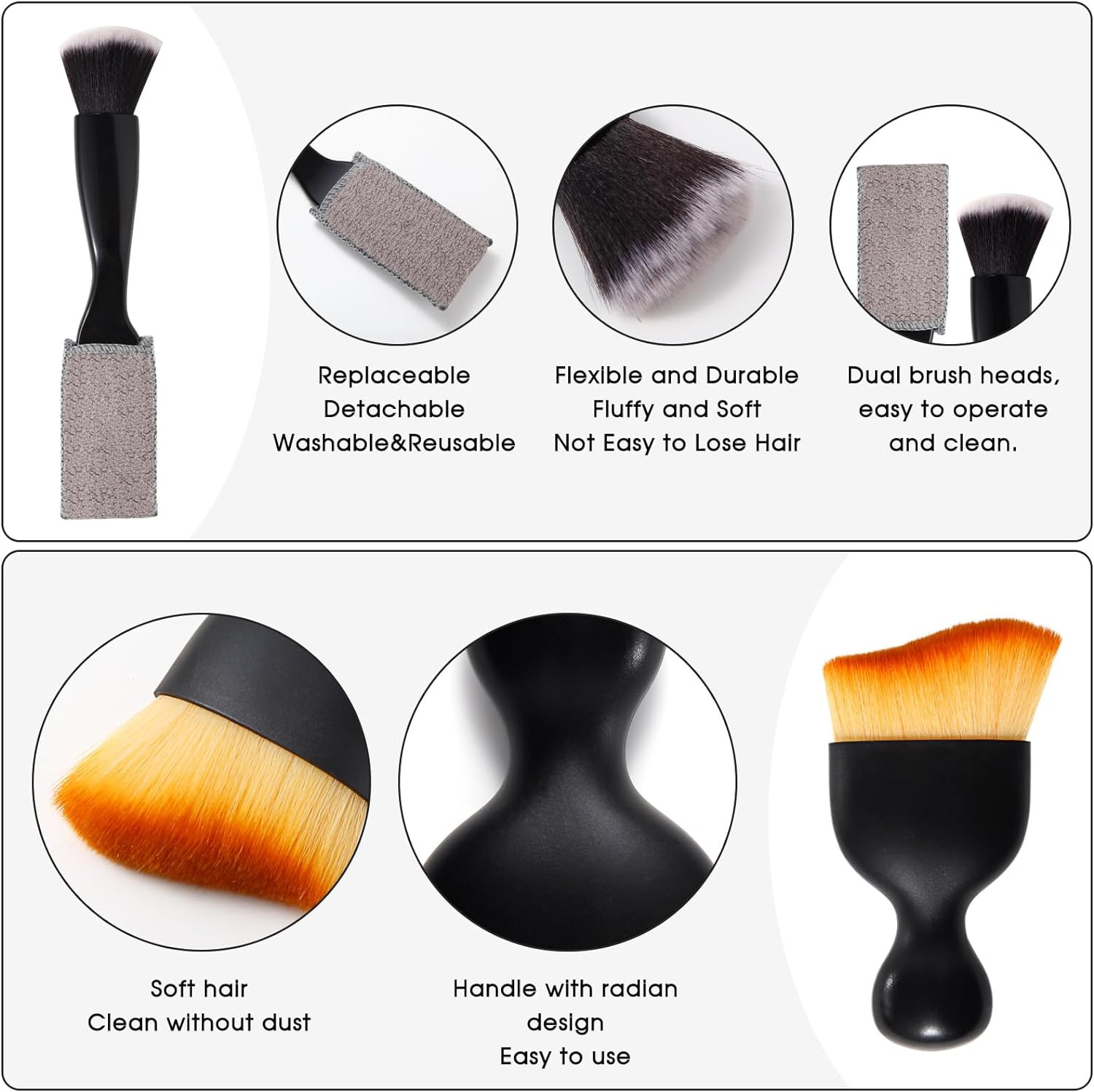 3PCS Car Detailing Brush Set Interior Cleaning Kit Soft Dust Brush for SUV Truck