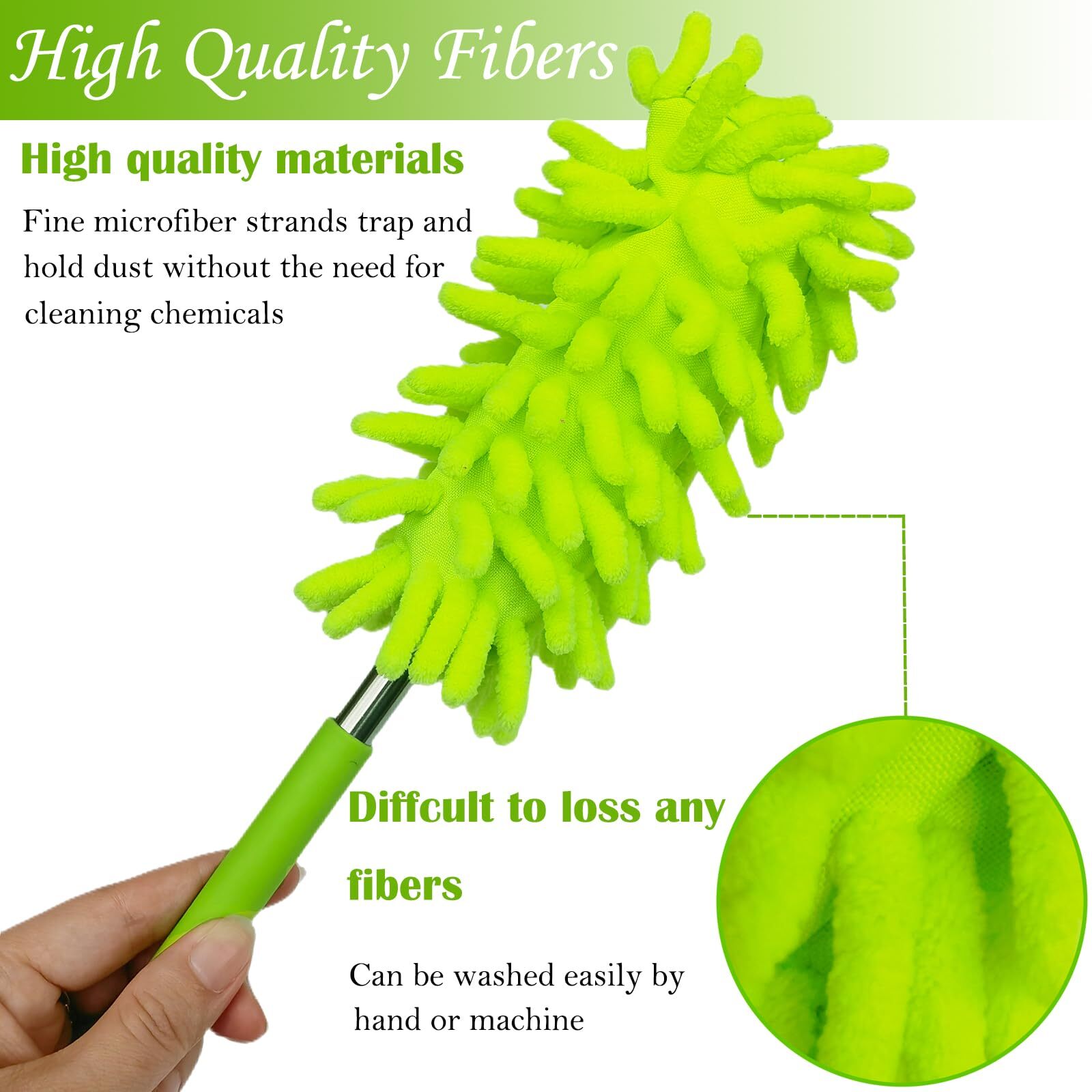 3Pcs Extendable Microfiber Duster Telescoping Car Window Office Cleaning Dusters