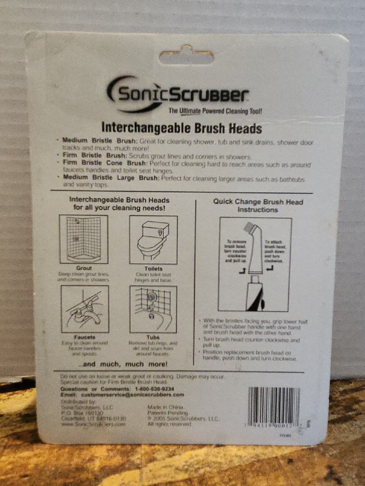 G Sonic Scrubber Bathroom Cleaning 4 Interchangeable Brush Heads Tools Power