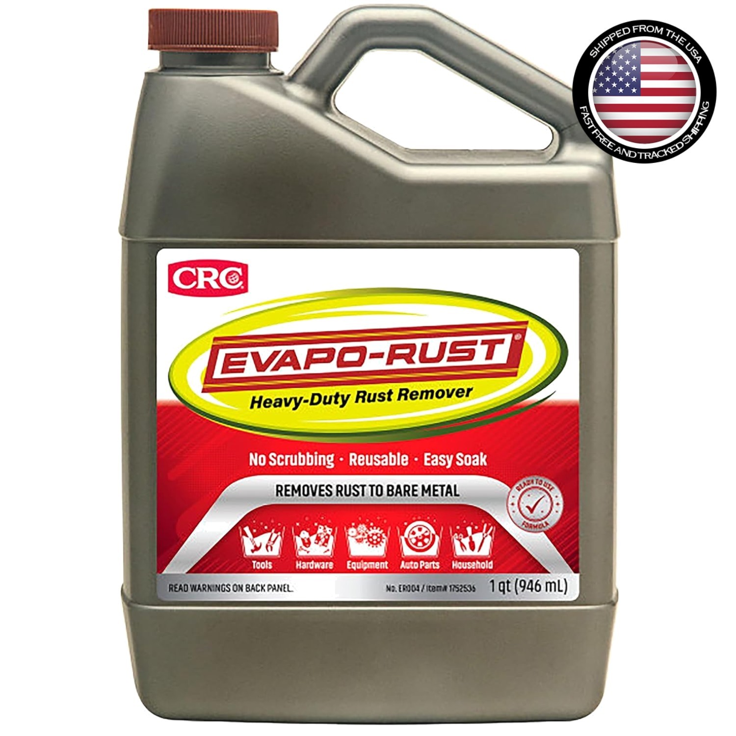 CRC Evapo-Rust: Heavy-Duty Water-Based Rust Remover – 32 oz, Non-Corrosive