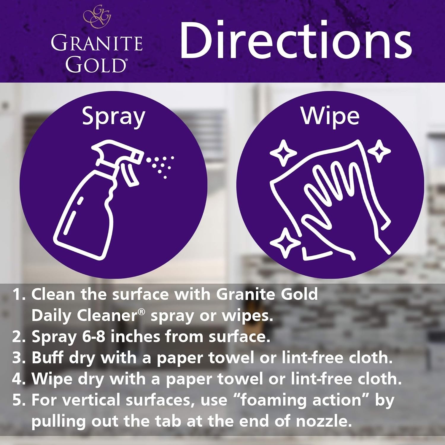24 Fl Oz Streak-Free Cleaner for Granite, Marble & Quartz Surfaces – USA Made