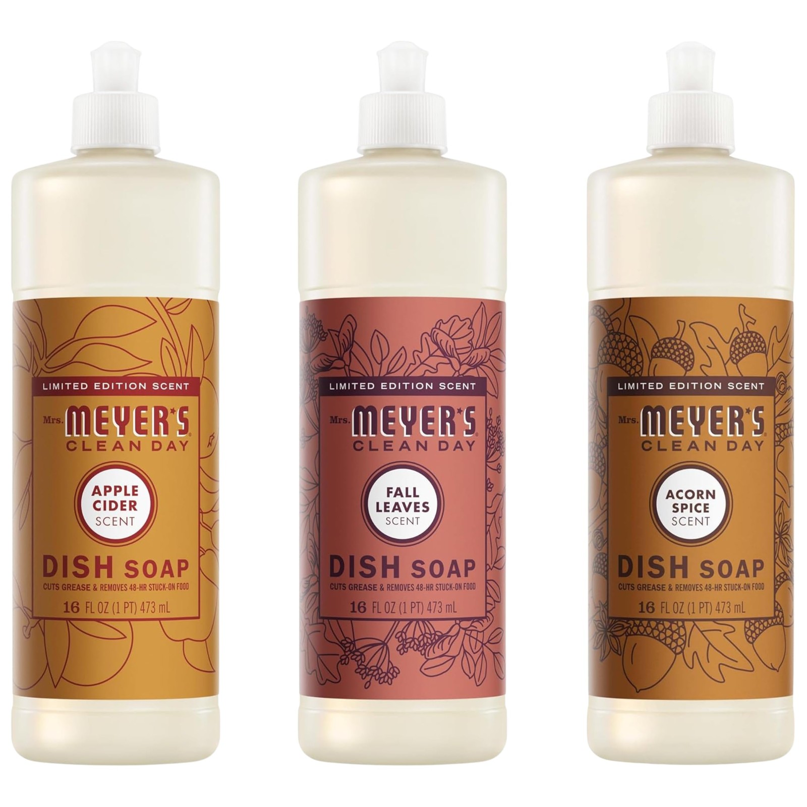 CLEAN DAY Liquid Dish Soap 3 Pack Variety, Acorn Spice, Apple Cider, Fall Lea…