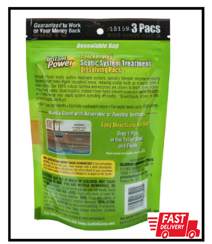 Septic System Treatment Dissolving Pacs, 3-Pack